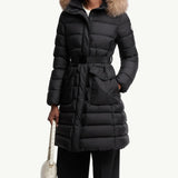Khloesse Hooded Shearling-Trimmed Long Down Jacket