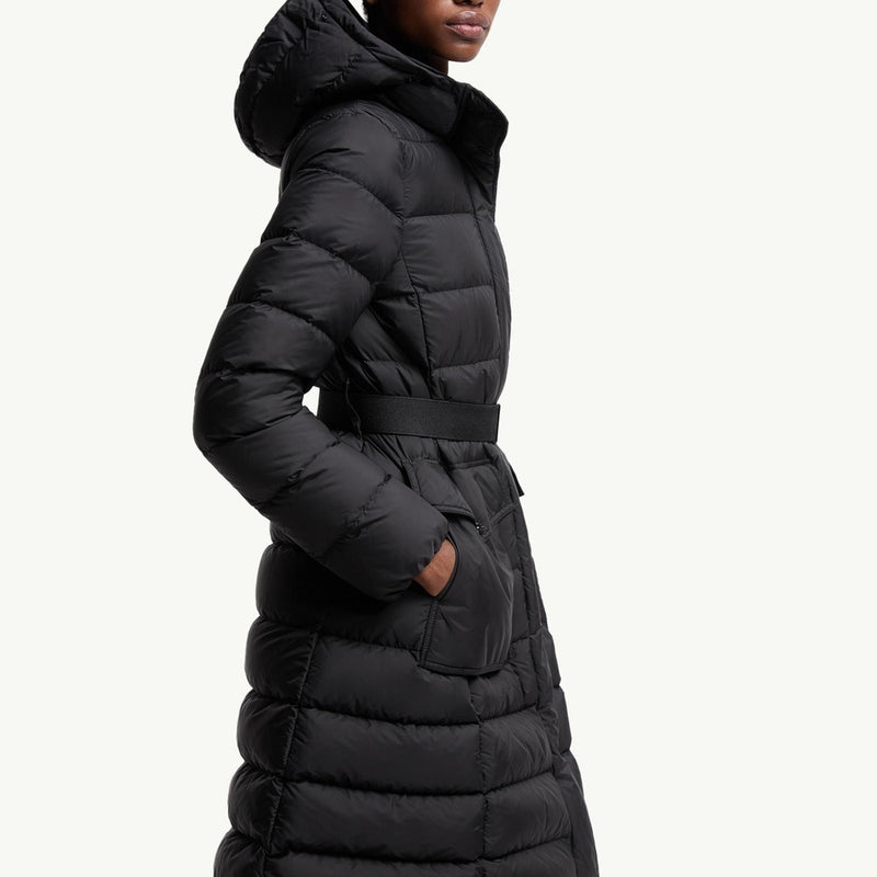Khloesse Hooded Shearling-Trimmed Long Down Jacket