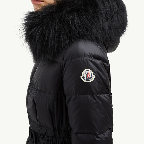 Boedic Hooded Shearling-Trimmed Long Down Jacket