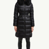 Boedic Hooded Shearling-Trimmed Long Down Jacket