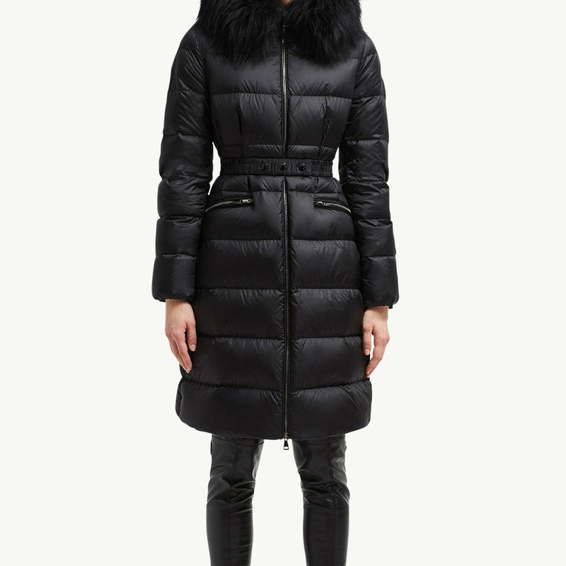 Boedic Hooded Shearling-Trimmed Long Down Jacket