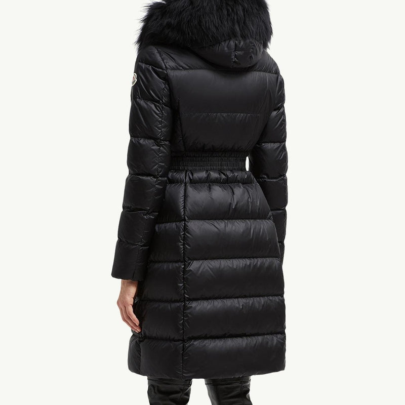 Boedic Hooded Shearling-Trimmed Long Down Jacket