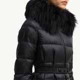 Boedic Hooded Shearling-Trimmed Long Down Jacket
