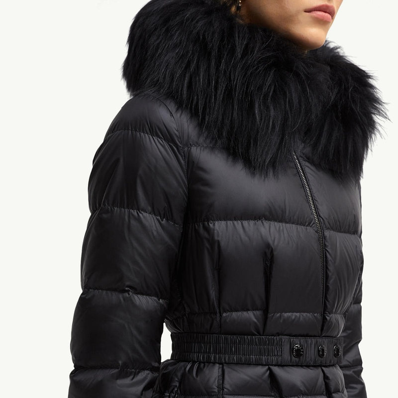 Boedic Hooded Shearling-Trimmed Long Down Jacket