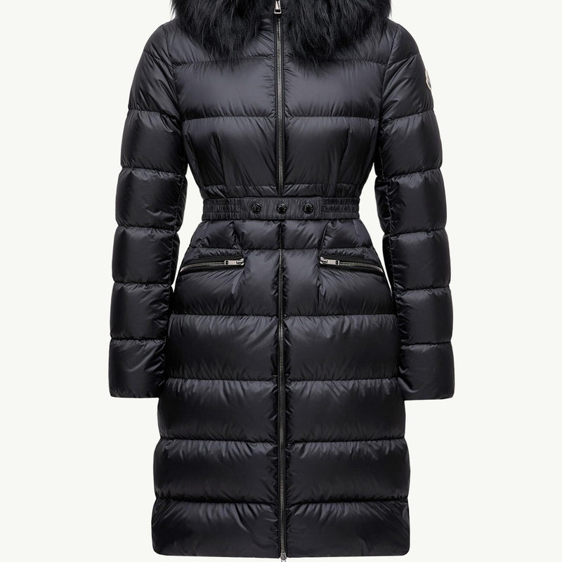 Boedic Hooded Shearling-Trimmed Long Down Jacket
