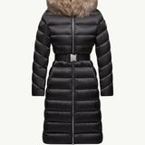 Leersie Hooded Shearling-Trimmed Long Down Jacket