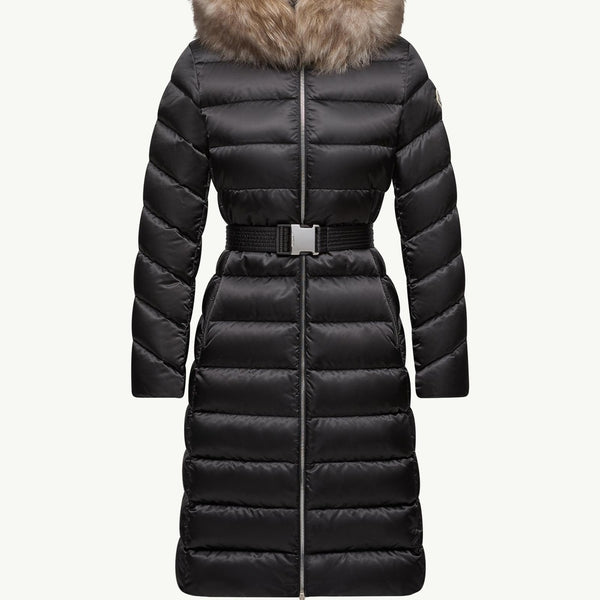 Leersie Hooded Shearling-Trimmed Long Down Jacket