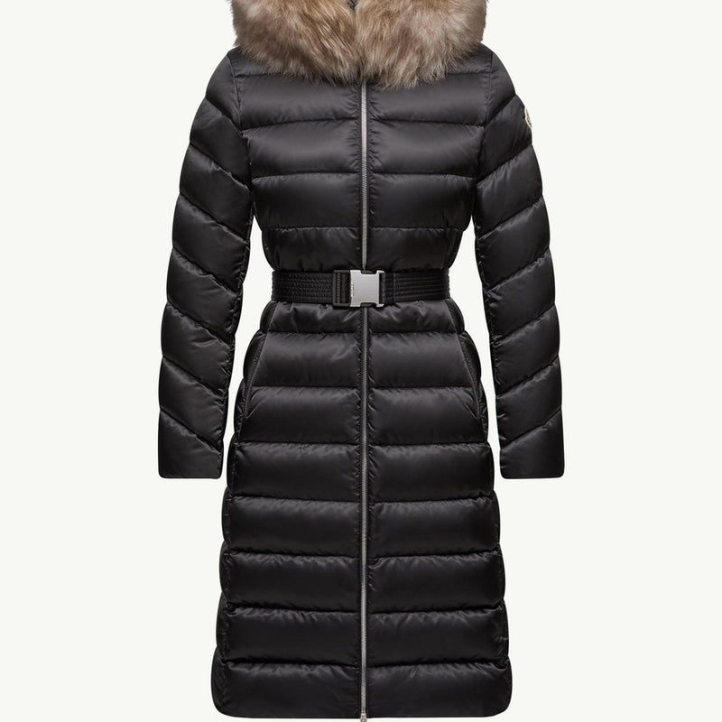 Leersie Hooded Shearling-Trimmed Long Down Jacket