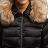 Leersie Hooded Shearling-Trimmed Long Down Jacket