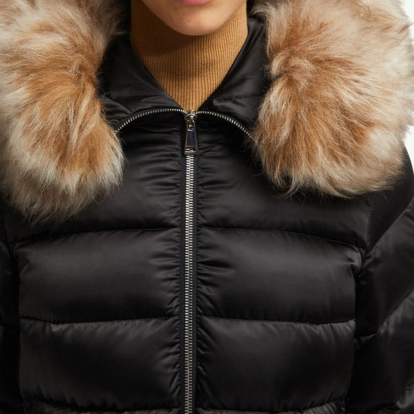 Leersie Hooded Shearling-Trimmed Long Down Jacket