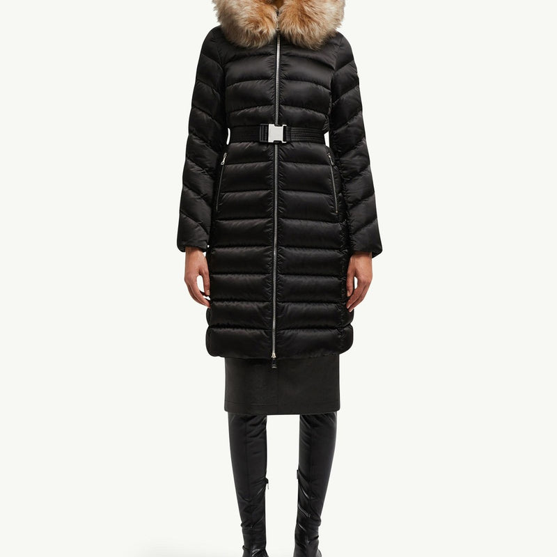 Leersie Hooded Shearling-Trimmed Long Down Jacket
