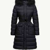 Khloesse Hooded Shearling-Trimmed Long Down Jacket