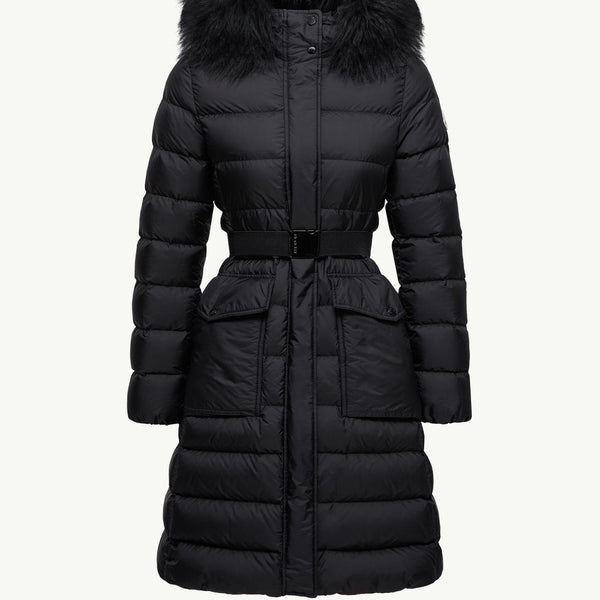 Khloesse Hooded Shearling-Trimmed Long Down Jacket