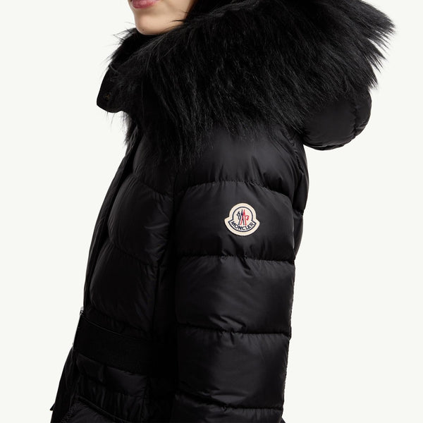 Khloesse Hooded Shearling-Trimmed Long Down Jacket