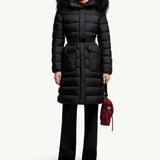 Khloesse Hooded Shearling-Trimmed Long Down Jacket
