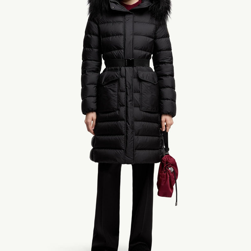 Khloesse Hooded Shearling-Trimmed Long Down Jacket