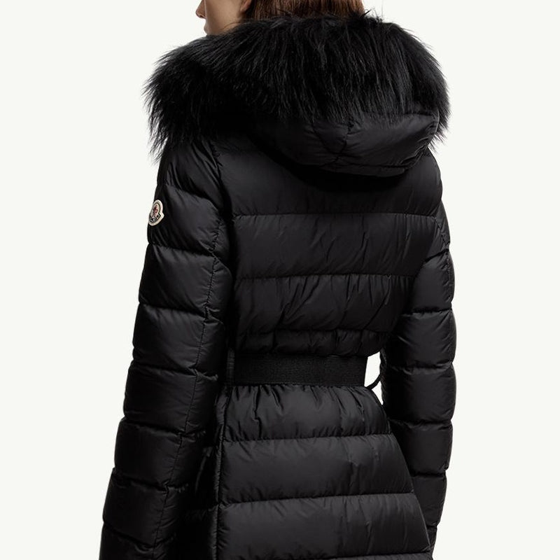 Khloesse Hooded Shearling-Trimmed Long Down Jacket