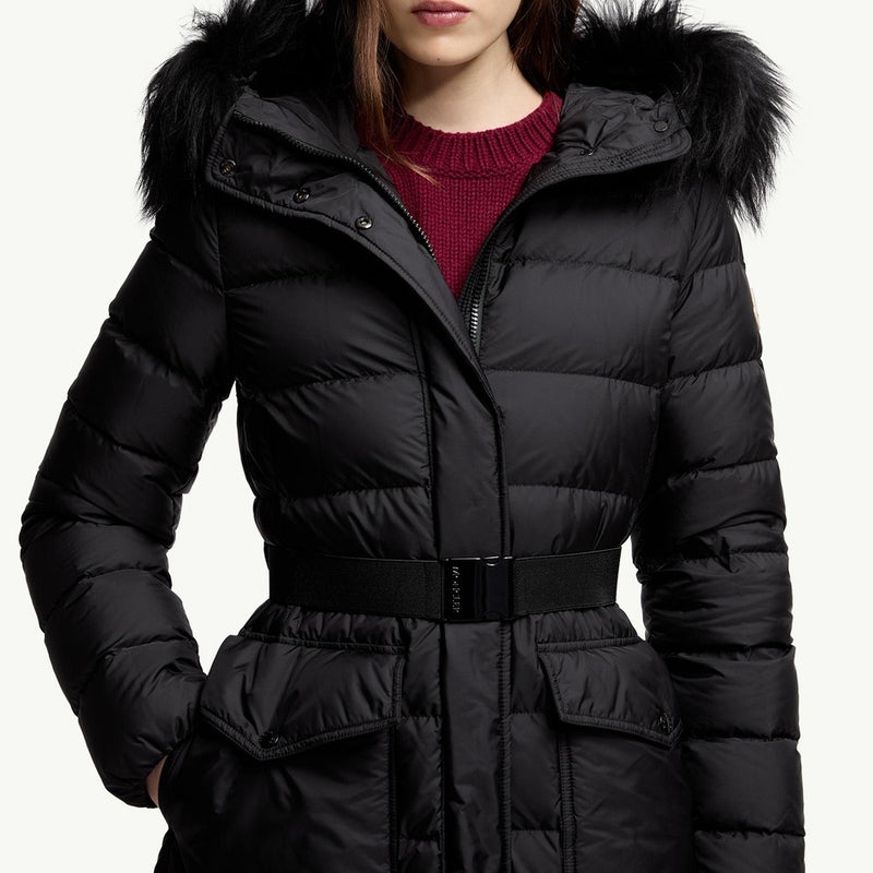 Khloesse Hooded Shearling-Trimmed Long Down Jacket