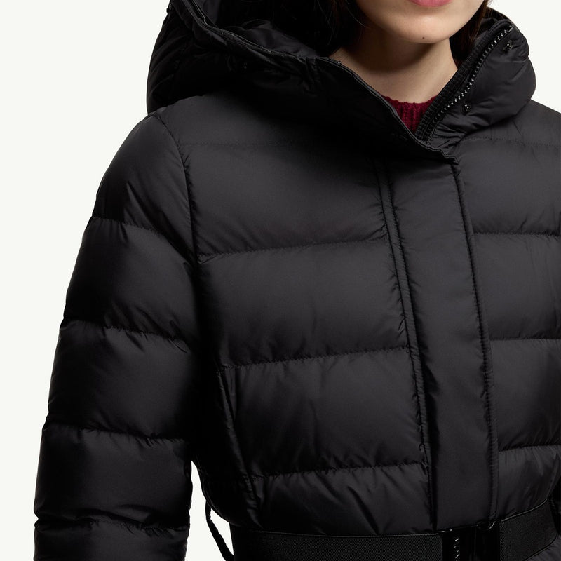 Khloesse Hooded Shearling-Trimmed Long Down Jacket