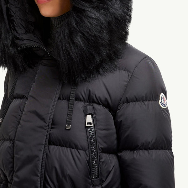 Aphroti Hooded Shearling-Trimmed Long Down Jacket