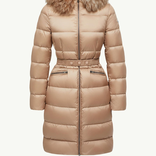 Boedic Hooded Shearling-Trimmed Long Down Jacket