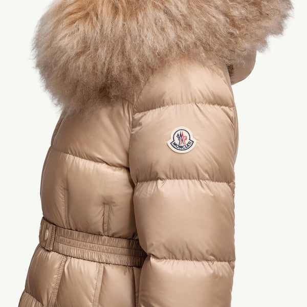 Boedic Hooded Shearling-Trimmed Long Down Jacket