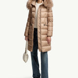 Boedic Hooded Shearling-Trimmed Long Down Jacket