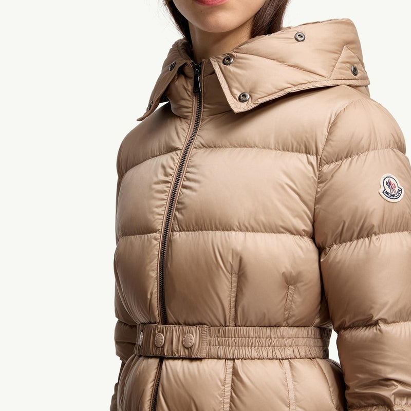 Boedic Hooded Shearling-Trimmed Long Down Jacket