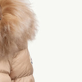 Boedic Hooded Shearling-Trimmed Long Down Jacket