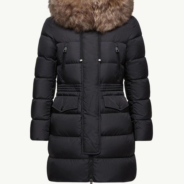 Aphroti Hooded Shearling-Trimmed Long Down Jacket