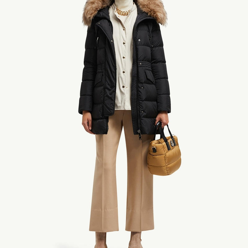 Aphroti Hooded Shearling-Trimmed Long Down Jacket
