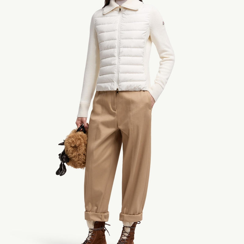 Padded Wool Zip-Up Cardigan