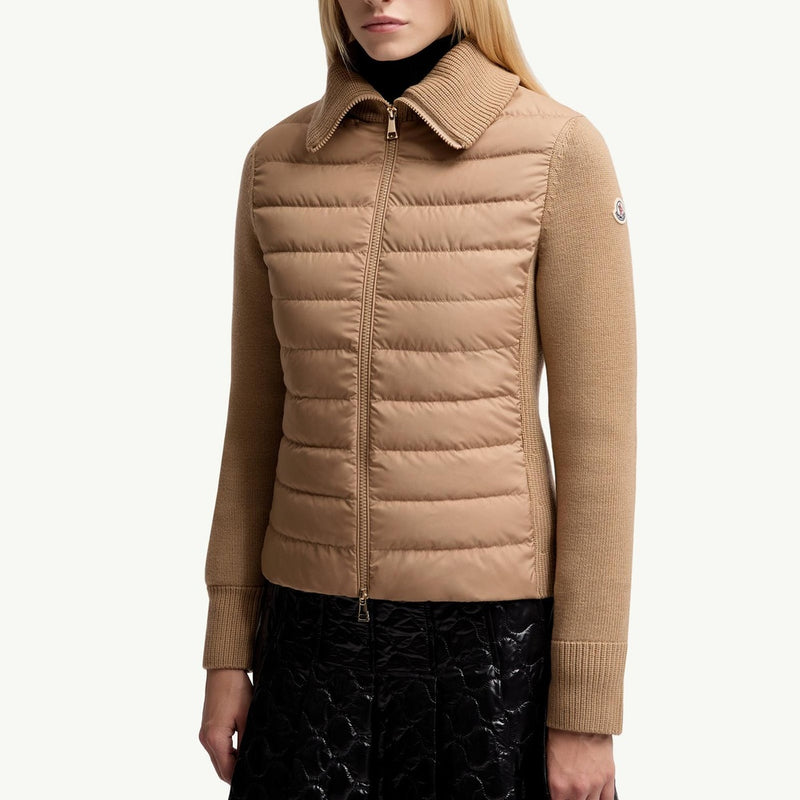 Padded Wool Zip-Up Cardigan