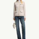 Padded Wool Zip-Up Cardigan