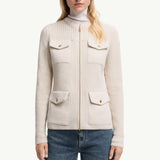 Padded Wool Zip-Up Cardigan