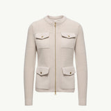 Padded Wool Zip-Up Cardigan