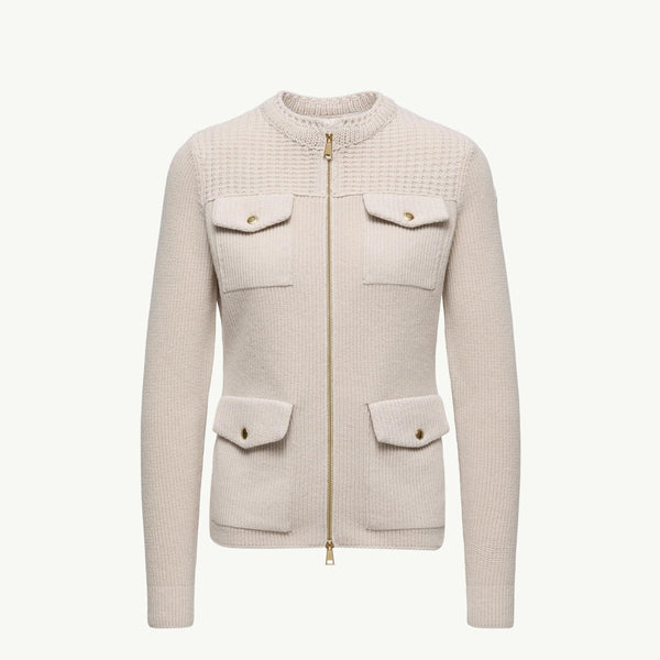 Padded Wool Zip-Up Cardigan