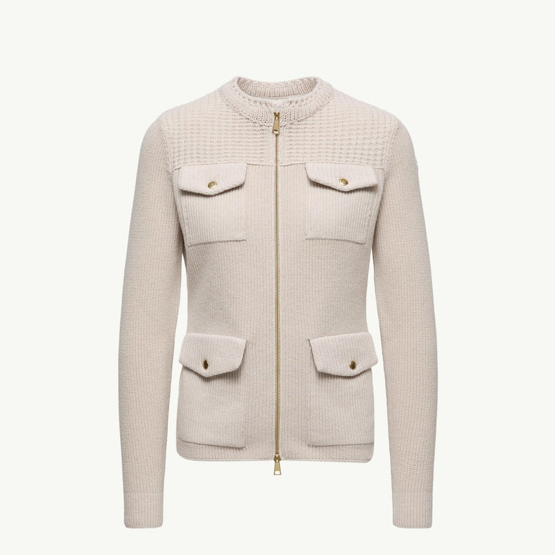 Padded Wool Zip-Up Cardigan