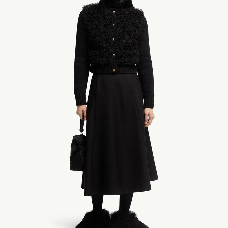 Padded Wool & Teddy Cardigan