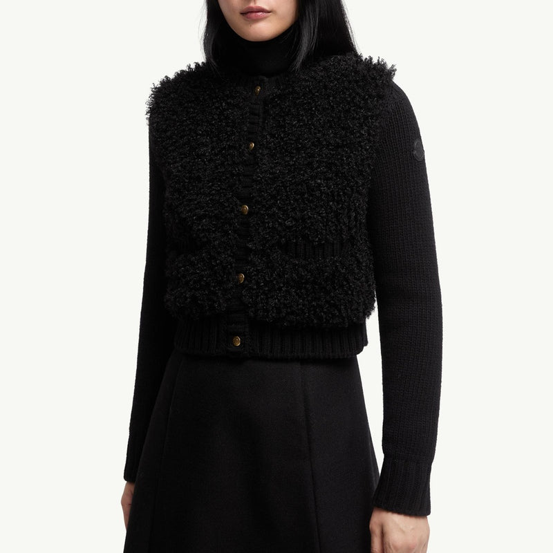 Padded Wool & Teddy Cardigan