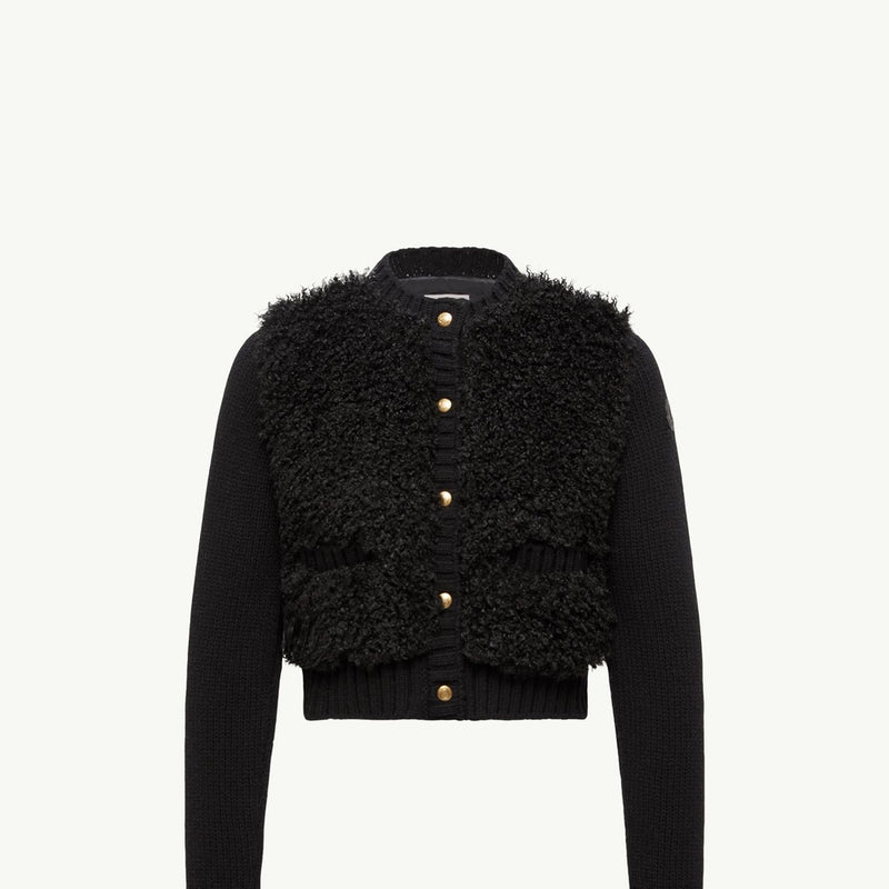 Padded Wool & Teddy Cardigan