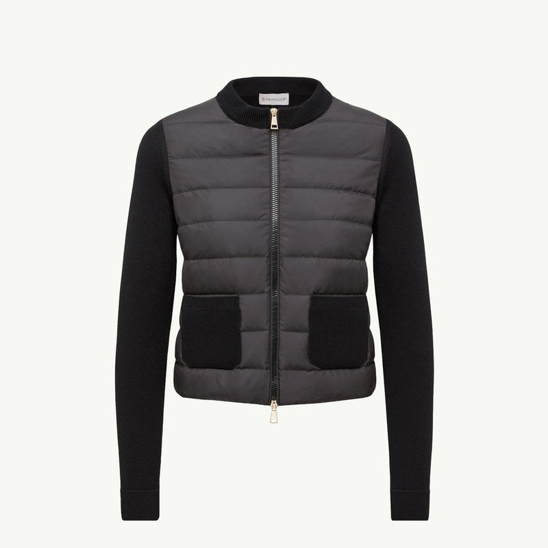 Padded Wool Zip-Up Cardigan