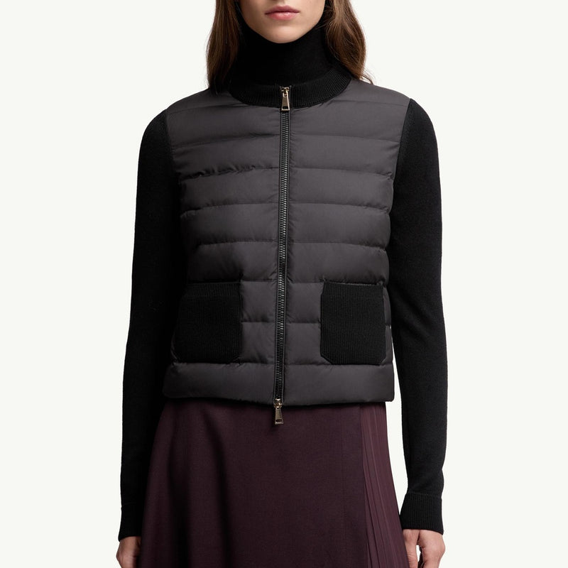 Padded Wool Zip-Up Cardigan