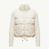 Square-Quilted Padded Wool Zip-Up Cardigan