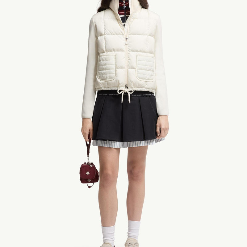 Square-Quilted Padded Wool Zip-Up Cardigan