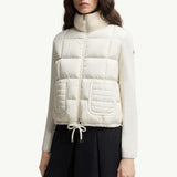 Square-Quilted Padded Wool Zip-Up Cardigan