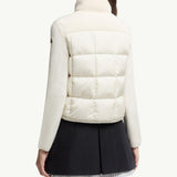 Square-Quilted Padded Wool Zip-Up Cardigan