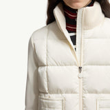 Square-Quilted Padded Wool Zip-Up Cardigan