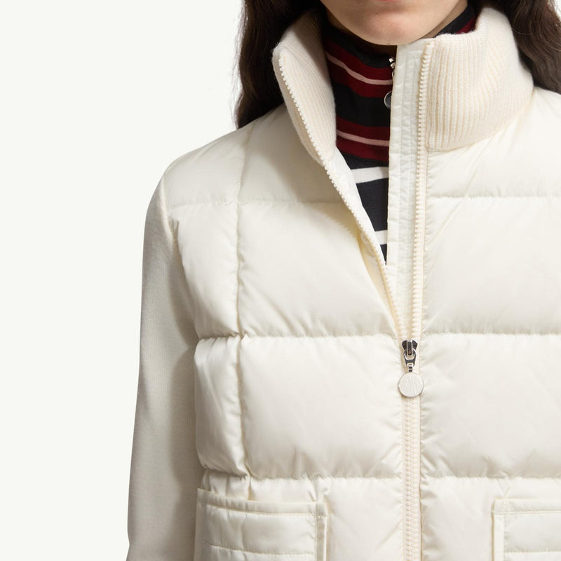 Square-Quilted Padded Wool Zip-Up Cardigan