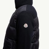 Square-Quilted Padded Wool Zip-Up Cardigan